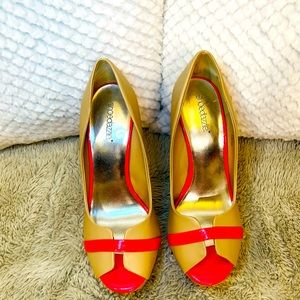 Nude and Bright Pink Open Toe Platform Heels!!!